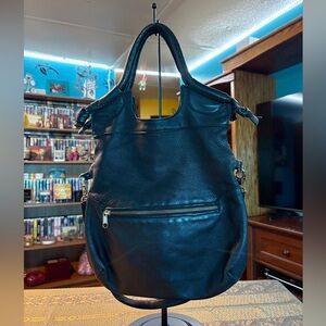 Anna Corrina Black Leather Crossbody/Tote Bag GUC